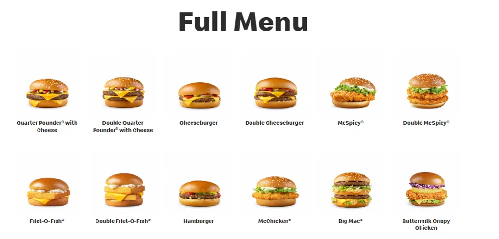 Bugis Junction Mcdonald's Singapore Menu