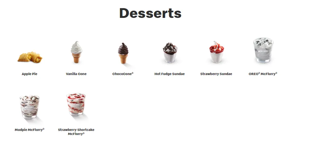 McDonald’s Bugis Junction Desserts Menu