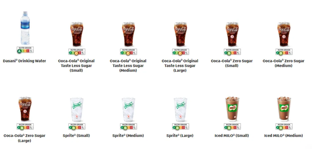 McDonald’s Bugis Junction Drinks Menu​