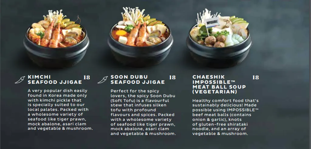 Seoul Garden Soon Dubu Menu​