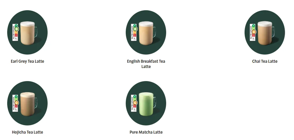 Starbucks Tea Lattes Menu