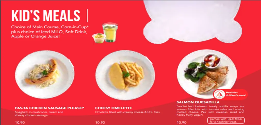 Swensen Kids Meals Menu