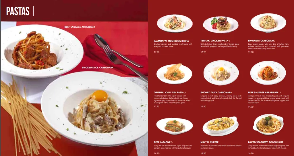 Swensen Pasta Menu