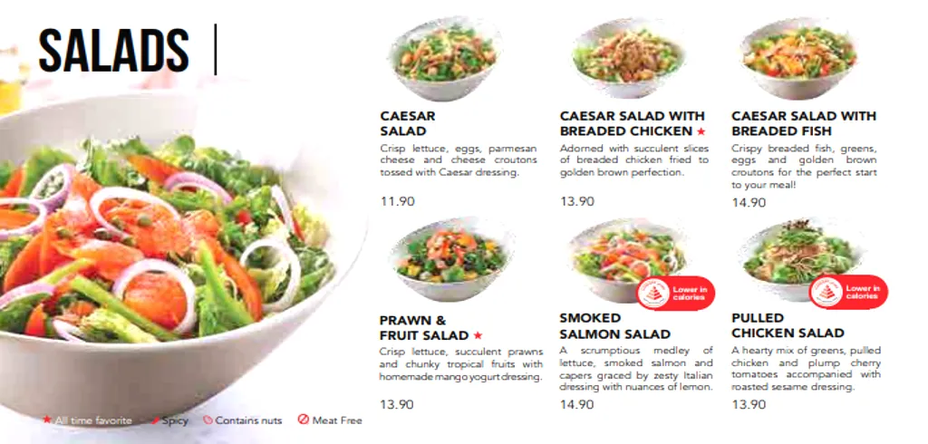 Swensens Singapore Salad Menu