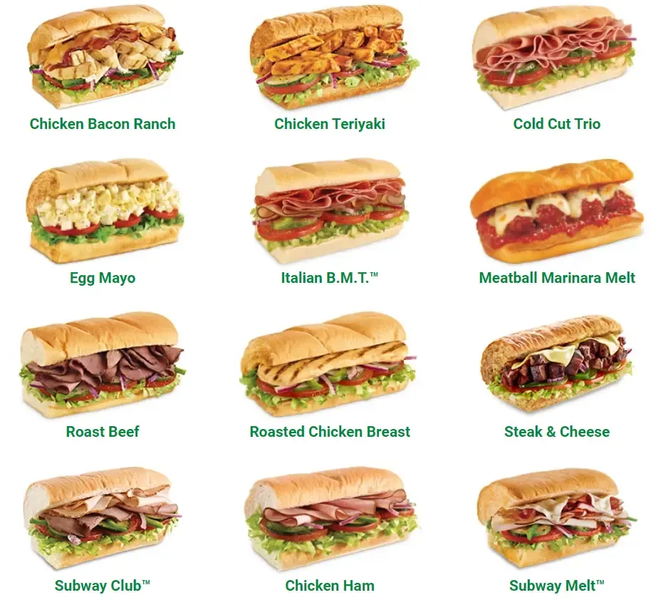 Subway A LA Carte Menu Bugis Junction Singapore